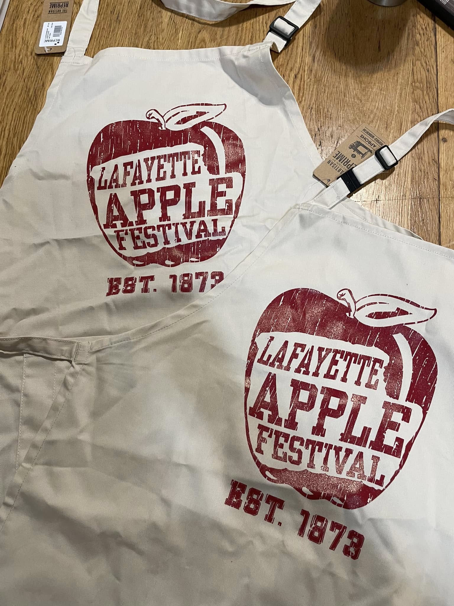Real Lafayette Apple Festival printed aprons